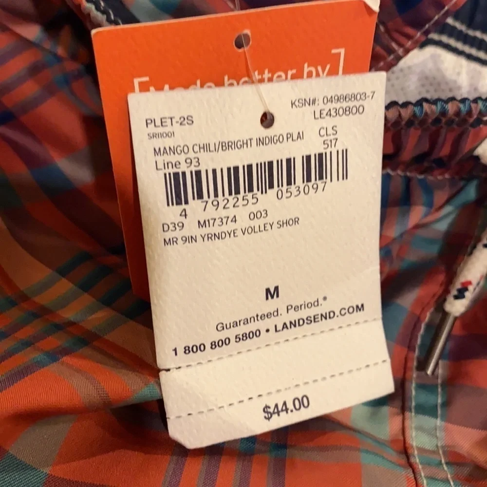 Land’s End Plaid  Men’s Volley Swim Trunks